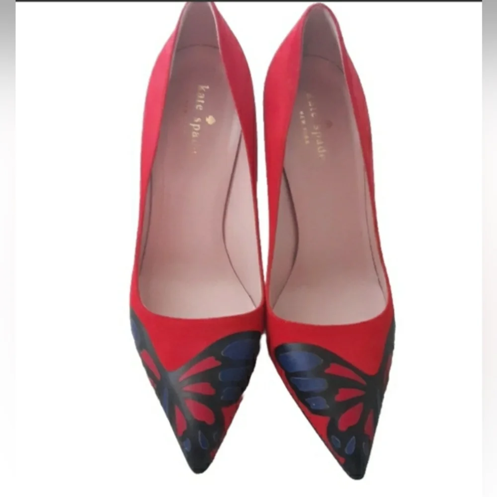 Kate Spade Butterfly Wings Suede Heels Courts 8 Italy..mint - Picture 2 of 6